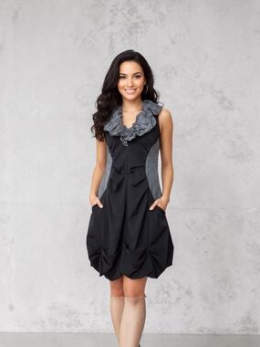 Joseph Ribkoff Black Dress with Gray Accents